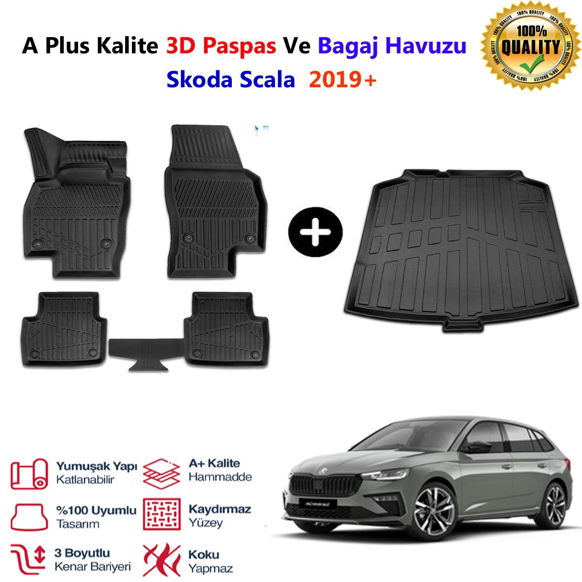 Skoda Scala 3D Paspas Havuzlu Ve Bagaj Havuzu seti 2019