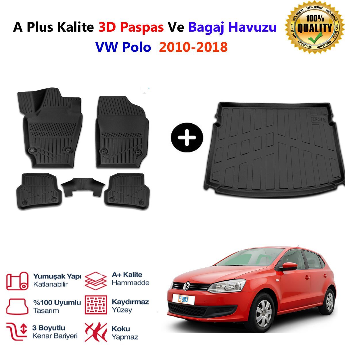 Vw Polo 3D Paspas Havuzlu Ve Bagaj Havuzu seti 2010-2018