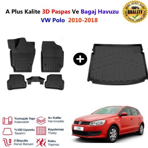 Vw Polo 3D Paspas Havuzlu Ve Bagaj Havuzu seti 2010-2018