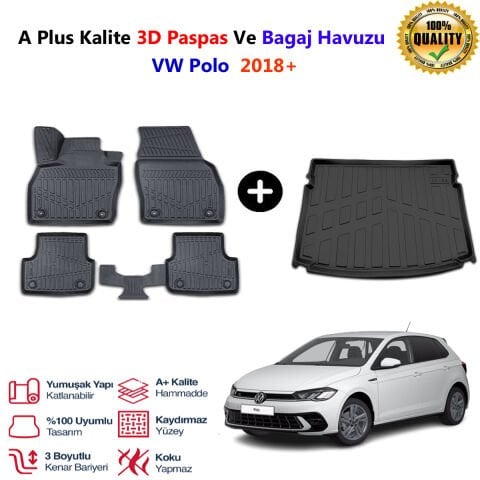 Vw Polo 3D Paspas Havuzlu Ve Bagaj Havuzu seti 2018 Sonrası