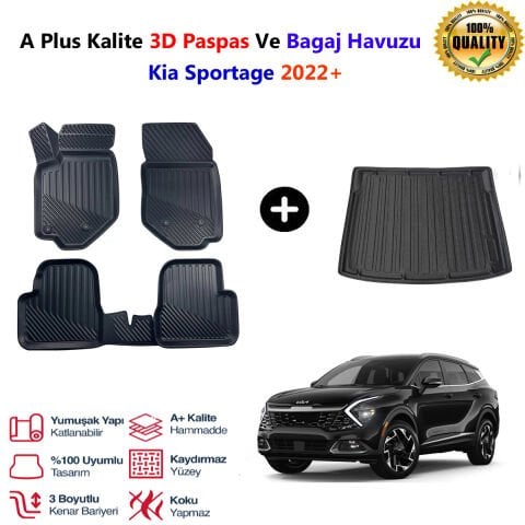 Kia Sportage 3D Paspas Havuzlu Ve Bagaj Havuzu seti 2022 Sonrası