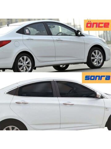 Hyundai Accent Blue Cam Çıtası Komple Set Çerçevesi Kromu Nikelajı