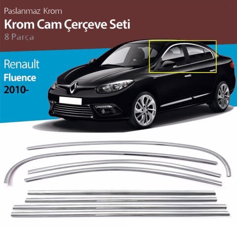 Renault Fluence Cam Çıtası Komple Set Çerçevesi Kromu Nikelajı