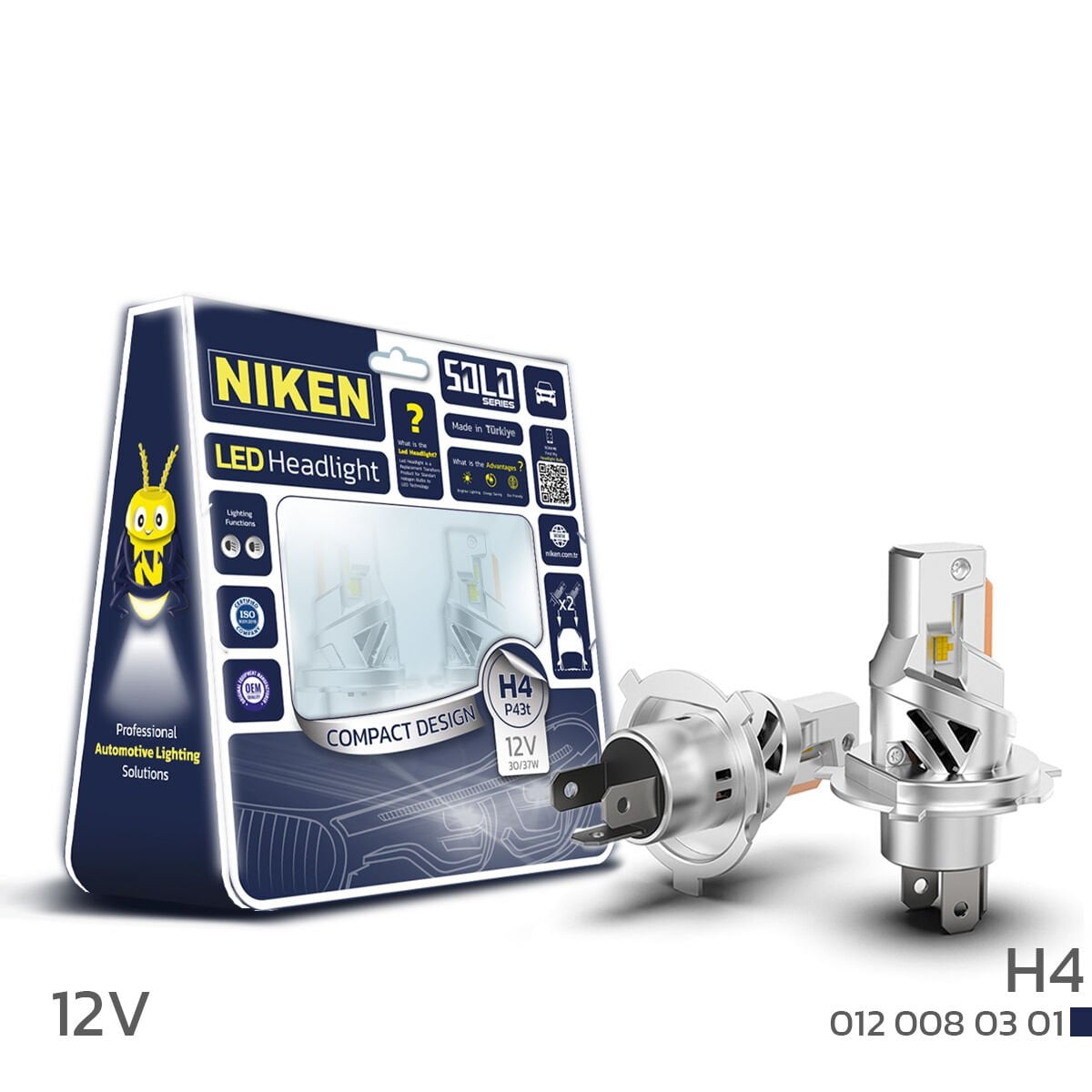 H4 Led Xenon Far Ampulü Solo Serisi Niken 8000 Lümen