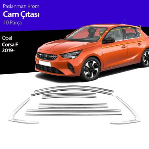 Opel Corsa F Cam Çıtası Komple Set Çerçevesi Kromu Nikelajı