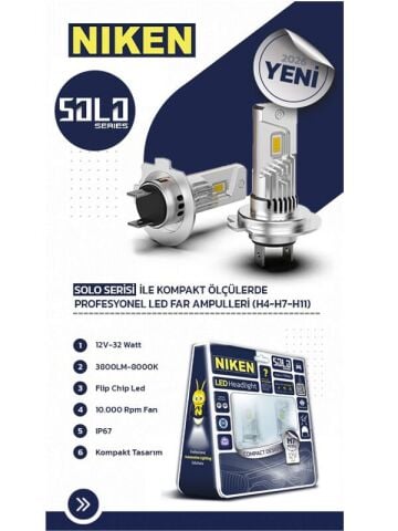 H11 Led Xenon Far Ampulü Solo Serisi Niken 8000 Lümen
