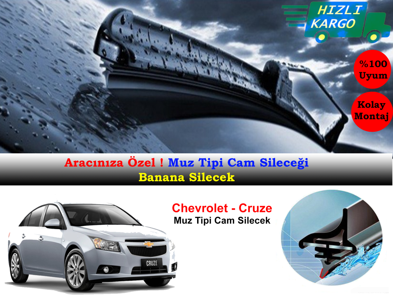 Chevrolet Cruze 2009-2013 Muz Silecek Takımı