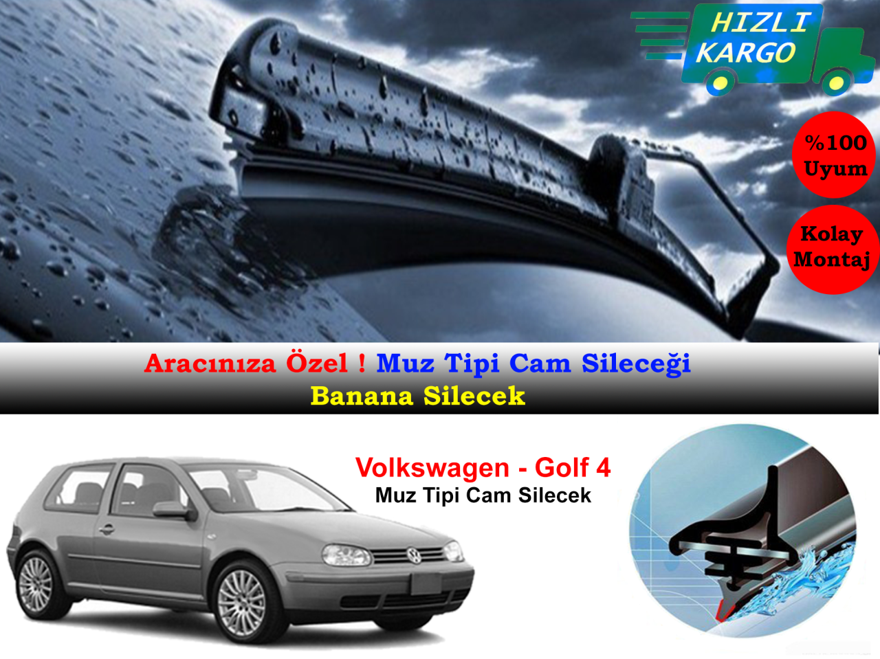 Volkswagen Golf 4 2003-2005 Muz Silecek Takımı