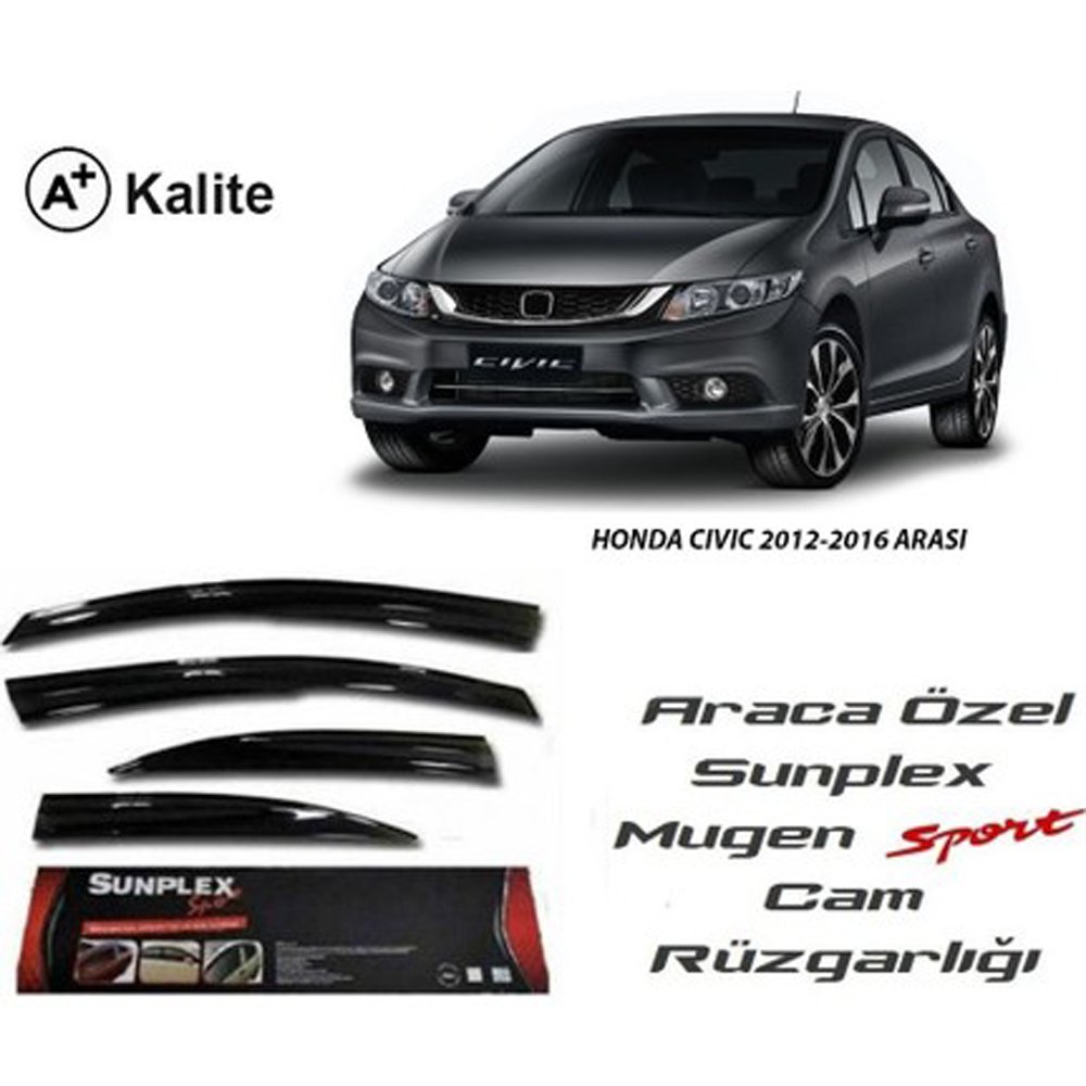 Honda Civic Fb7 Cam Rüzgarlığı Mugen Tip Sunplex 2012-2016