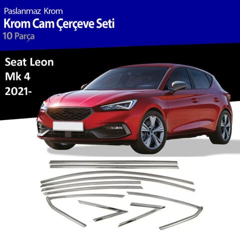 Seat Leon Mk4 Cam Çıtası Komple Set Çerçevesi Kromu Nikelajı 2021 Sonrası