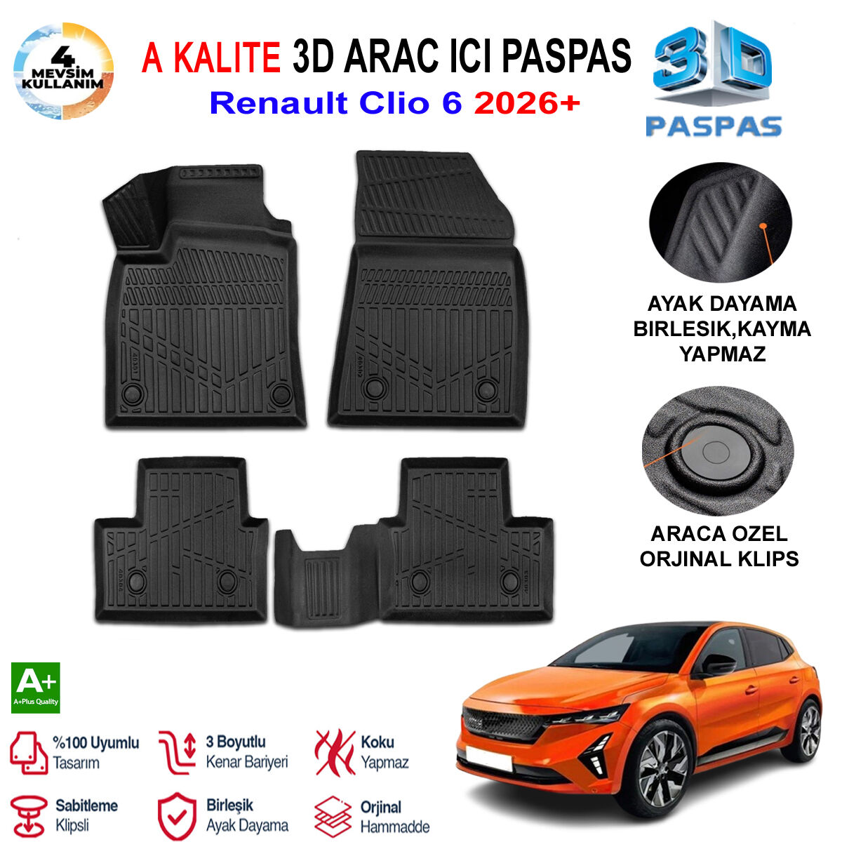 Renault Clio 6 3D Paspas Havuzlu Pro 2026 Sonrası
