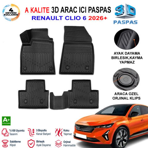 Renault Clio 6 3D Paspas Havuzlu Pro 2026 Sonrası