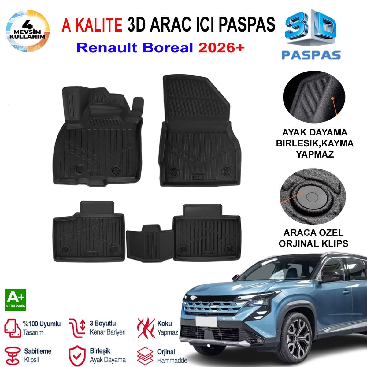 Renault Boreal 3D Paspas Havuzlu Pro 2026 Sonrası