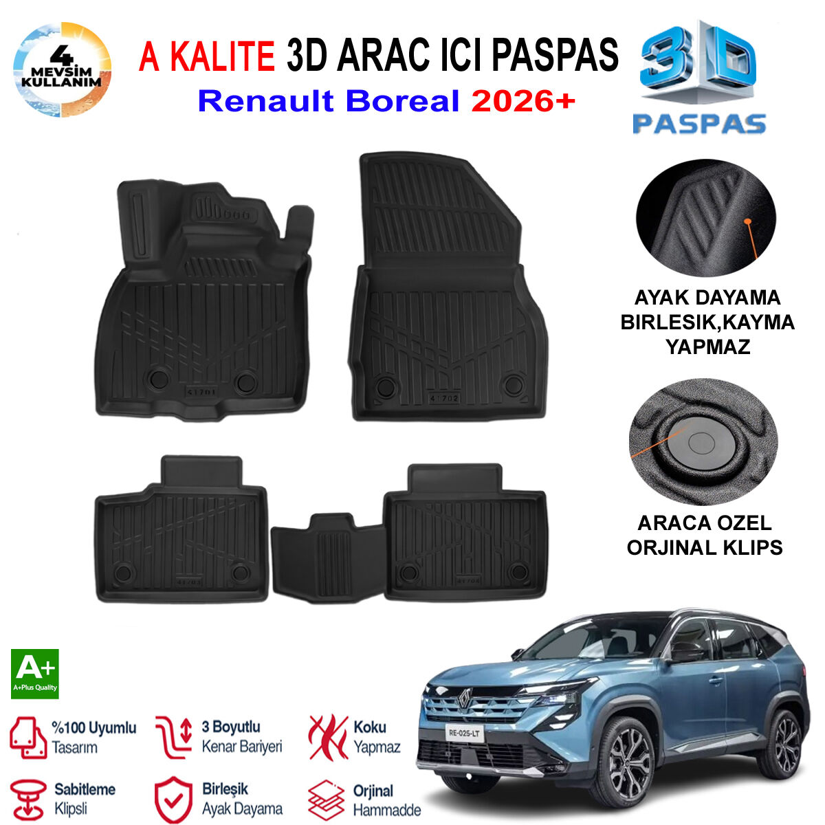 Renault Boreal 3D Paspas Havuzlu Pro 2026 Sonrası
