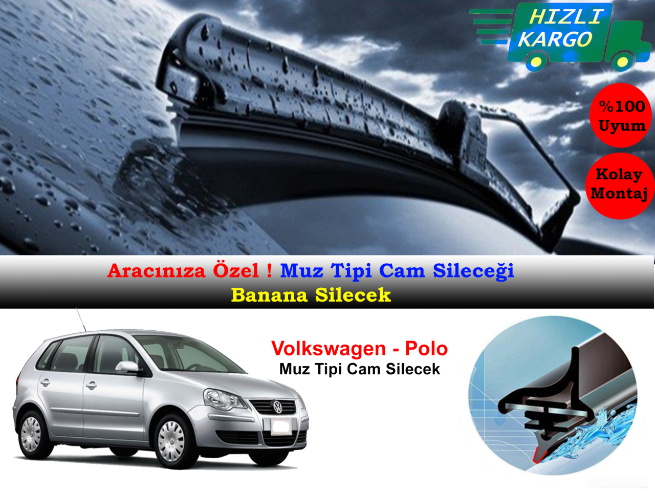 Volkswagen Polo 2005-2009 Muz Silecek Takımı